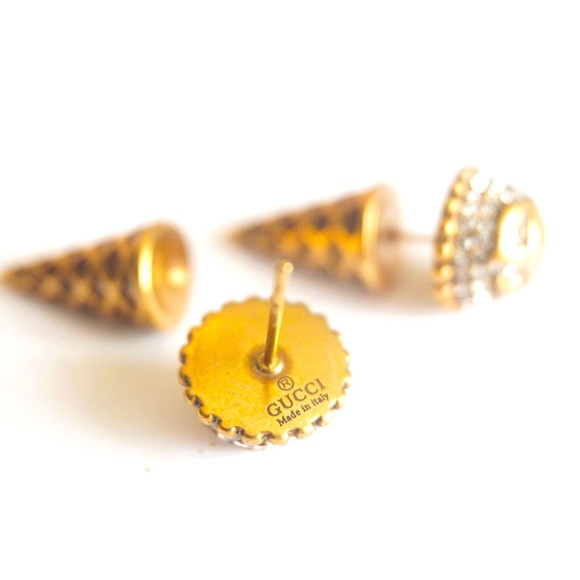 Gucci Gold Plated Crystal Studs - Picture 1 of 14